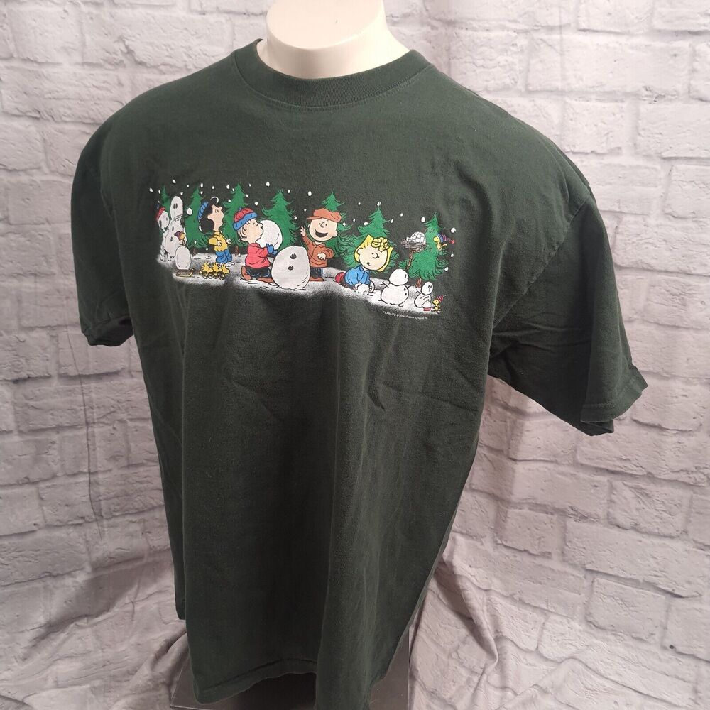 Vintage Peanuts Gang Shirt Mens XL Snoopy Charlie Brown Linus Woodstock Joe Cool